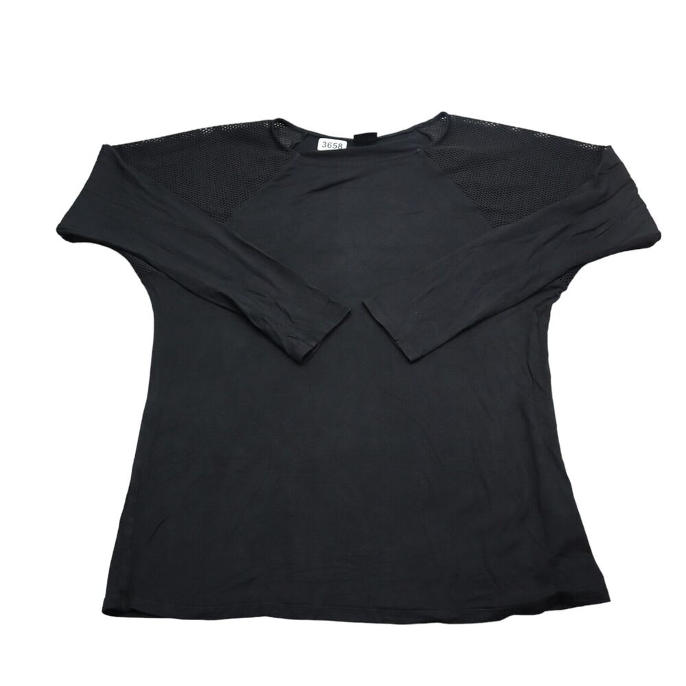 Champion Shirt Womens M Black Activewear Workout Fishnet Long Sleeve